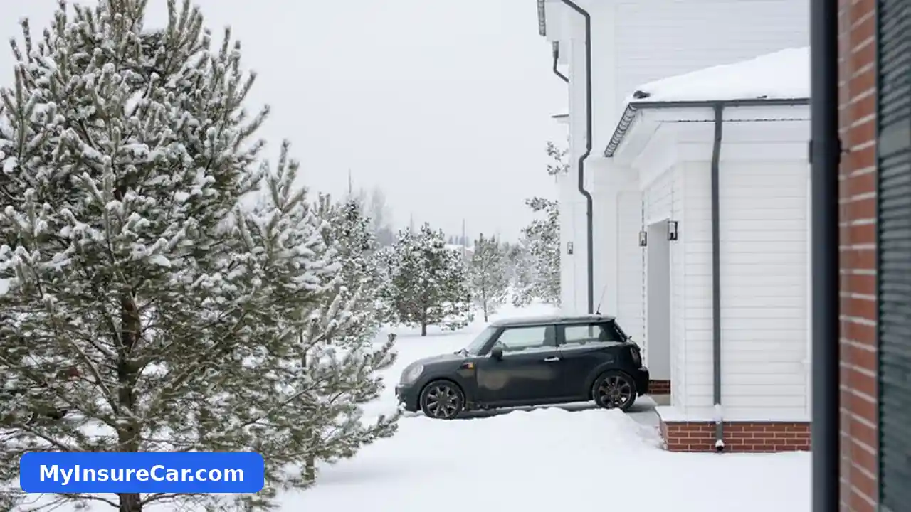 Cars parked unused and covered in snow during winter