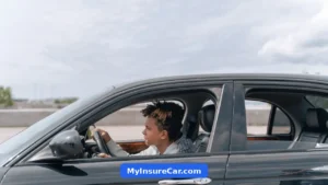 Teenager driving, focused on the road