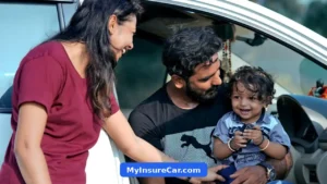 Mother with her family in the car