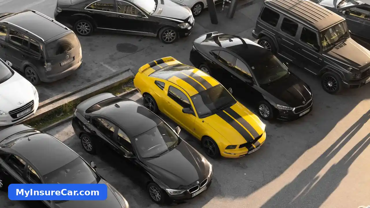 Rental cars parked in a lot
