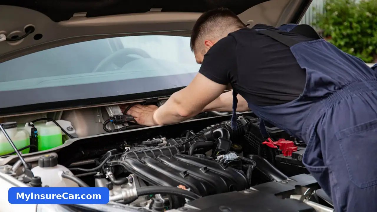 Car engine bay close-up for engine damage insurance coverage guide