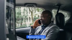 Worried man on the phone in his car